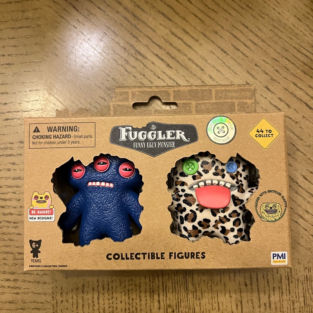 Funny Ugly Monster Collectible Figures - Blue and Leopard
